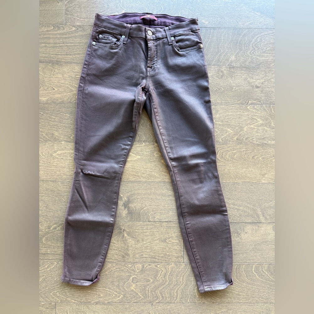 7 for All Mankind Size 26 Women's Skinny Fit Jeans - Dark Brown/Burgundy
